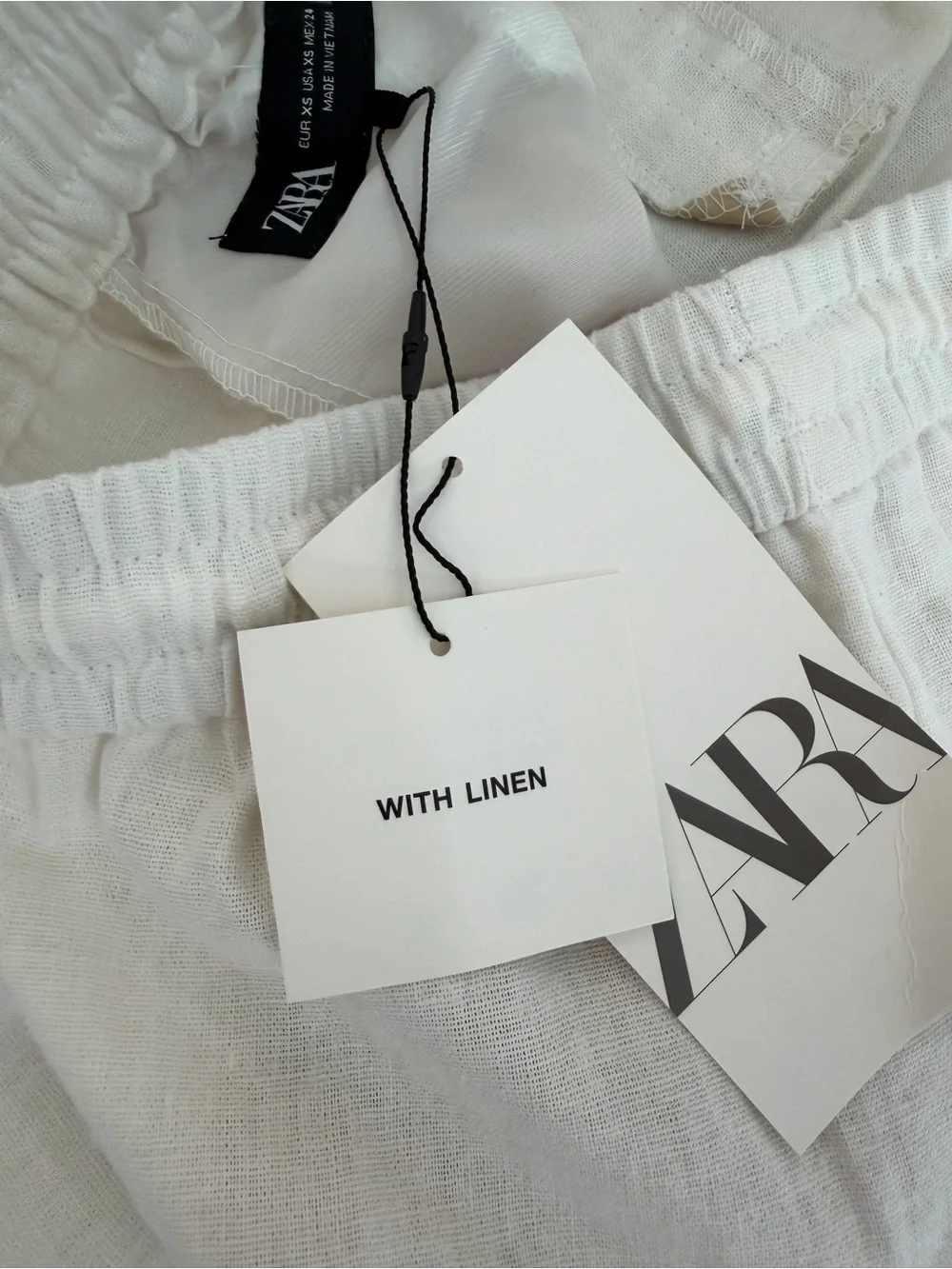 NWT Zara xs White Linen Drawstring pants